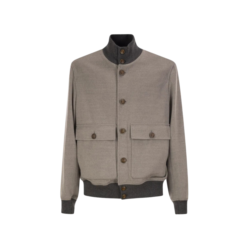 Blouson bomber BRUNELLO CUCINELLI col montant cachemire gris