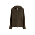 Veste cardigan zippé à capuche Dolem laine double face kaki