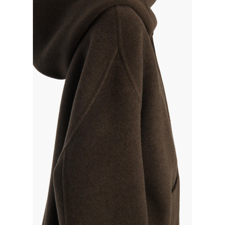 Veste cardigan zippé à capuche KHAITE Dolem laine double face kaki