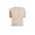 Pull manche courte Golden col rond cachemire beige