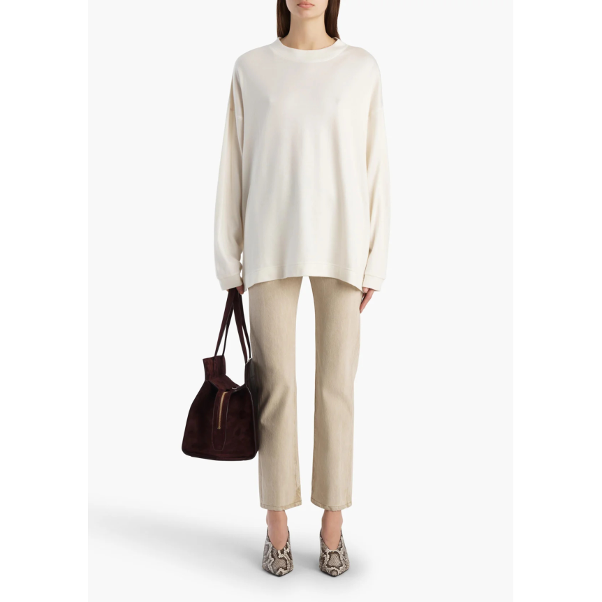 Jean droit KHAITE Finley coton denim beige