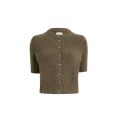 Cardigan à bouton Nora manche courte col rond cachemire marron chiné