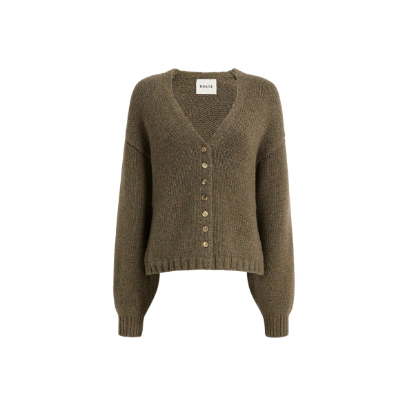 Cardigan à bouton col v Oversize KHAITE Axel  laine cachemire marron chiné