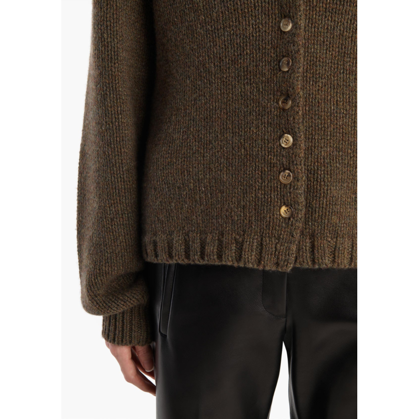 Cardigan à bouton col v Oversize KHAITE Axel  laine cachemire marron chiné