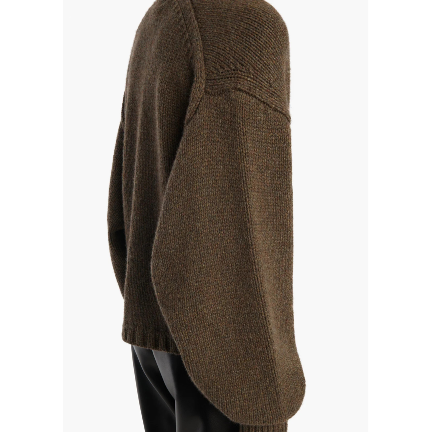 Cardigan à bouton col v Oversize KHAITE Axel  laine cachemire marron chiné