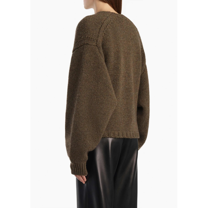 Cardigan à bouton col v Oversize KHAITE Axel  laine cachemire marron chiné