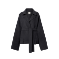 Veste oversize Alder laine gris anthracite ceinture à nouer