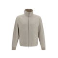 Blouson bomber col montant cachemire prince de galles écru réversible beige