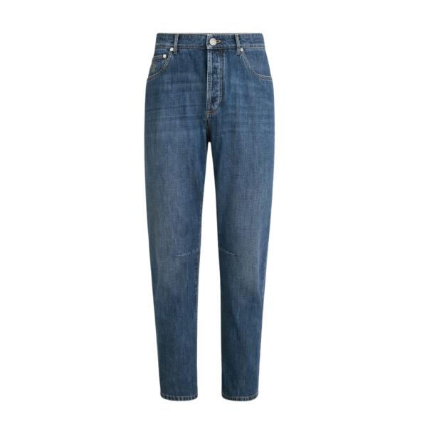Pantalon Jean BRUNELLO CUCINELLI cinq poches denim léger coton bleu délavé