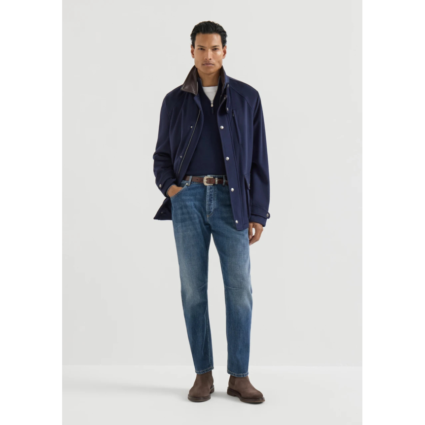 Pantalon Jean BRUNELLO CUCINELLI cinq poches denim léger coton bleu délavé