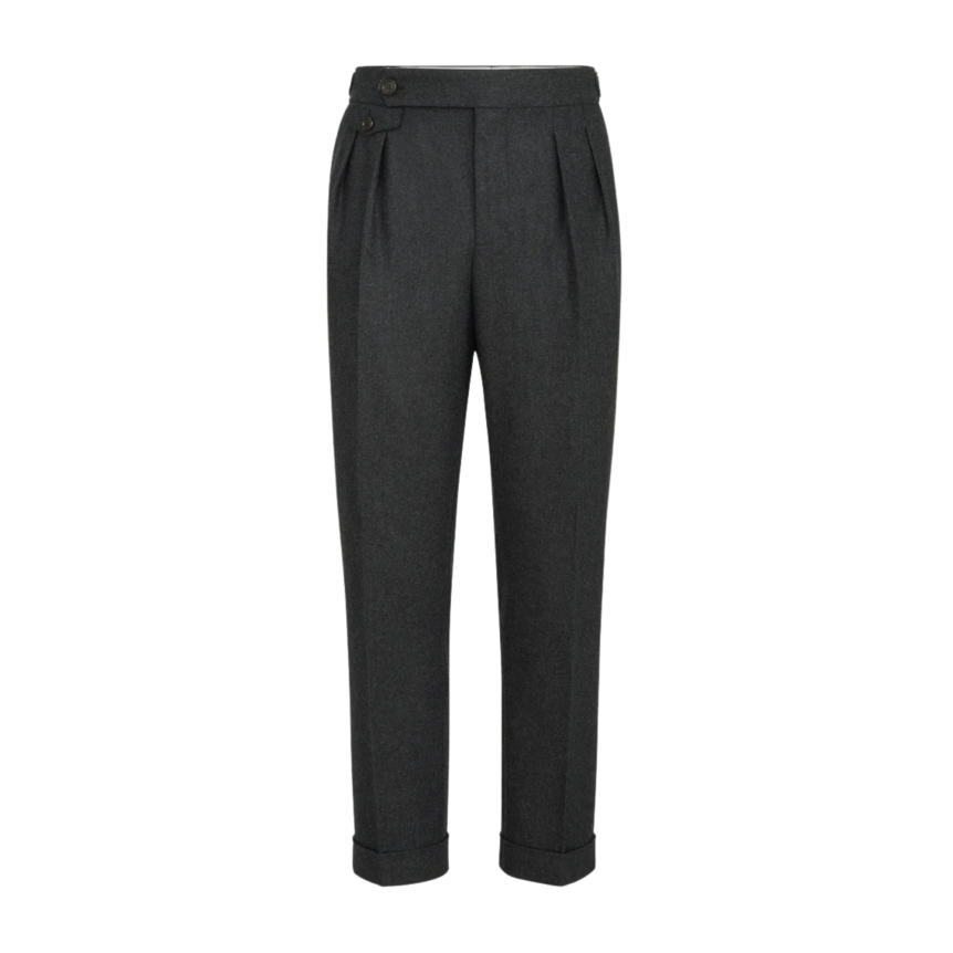 Pantalon 2 pinces BRUNELLO CUCINELLI flanelle gris anthracite tirette