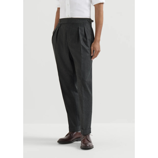 Pantalon 2 pinces BRUNELLO CUCINELLI flanelle gris anthracite tirette