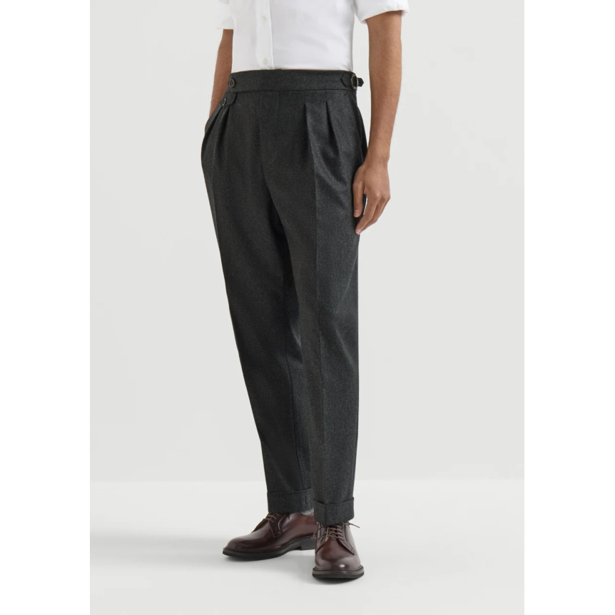 Pantalon 2 pinces BRUNELLO CUCINELLI flanelle gris anthracite tirette