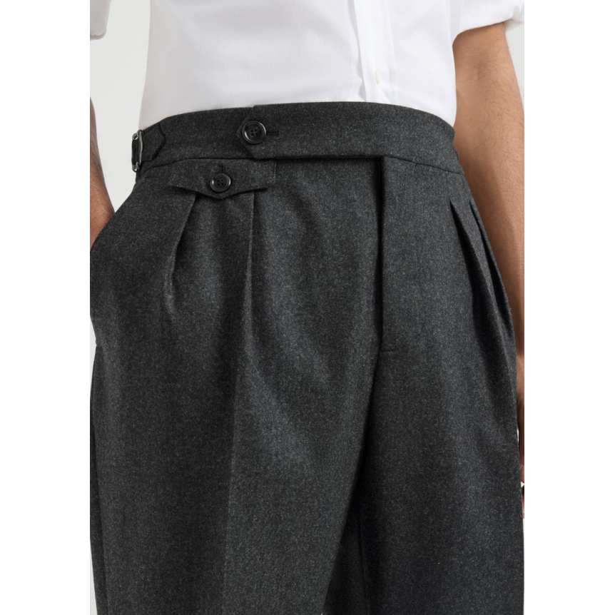 Pantalon 2 pinces BRUNELLO CUCINELLI flanelle gris anthracite tirette