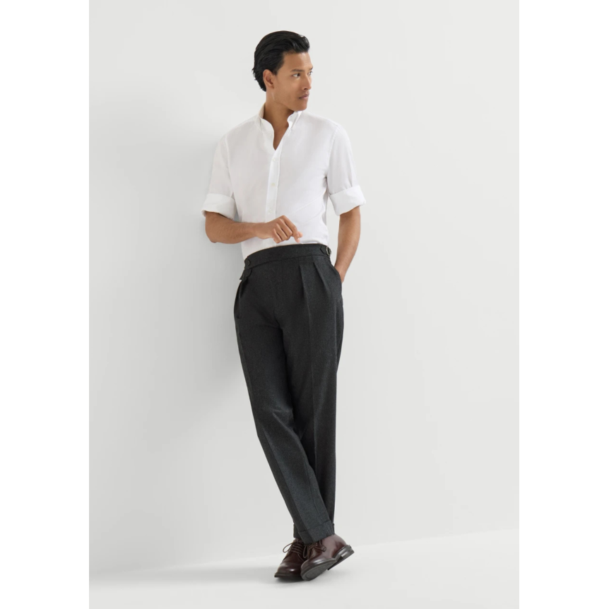 Pantalon 2 pinces BRUNELLO CUCINELLI flanelle gris anthracite tirette