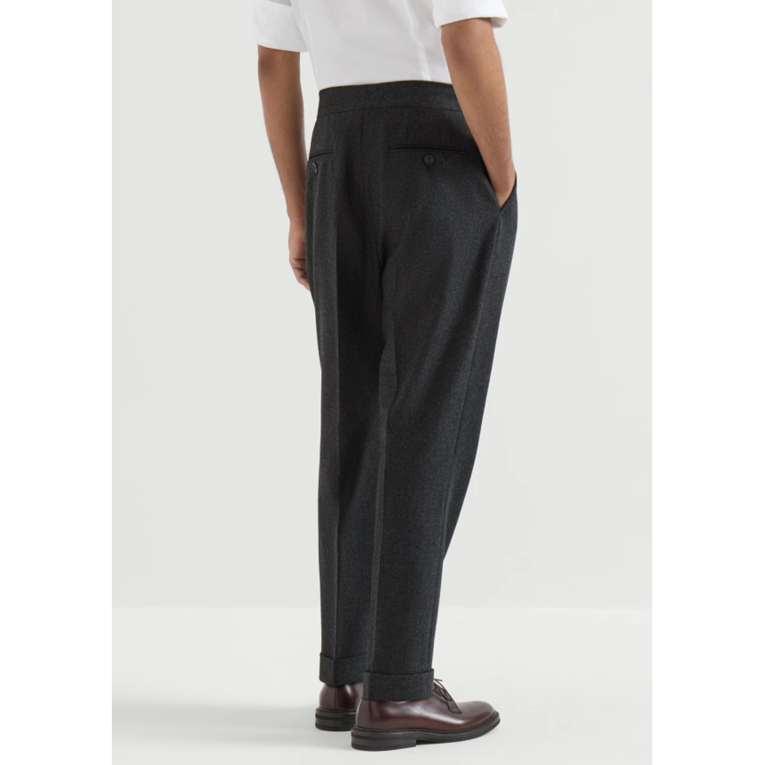 Pantalon 2 pinces BRUNELLO CUCINELLI flanelle gris anthracite tirette
