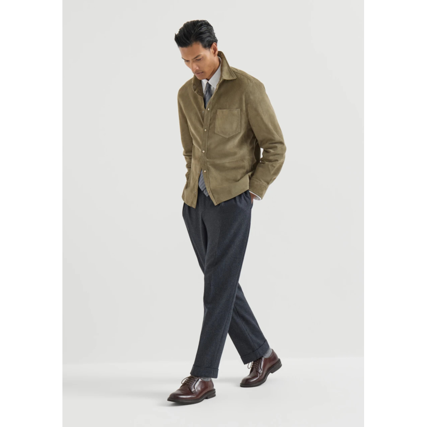 Pantalon 2 pinces BRUNELLO CUCINELLI flanelle gris anthracite tirette