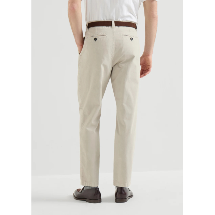 Pantalon BRUNELLO CUCINELLI en gabardine de coton émerisé écru