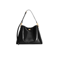 Grand sac à bandoulière Vittoria en cuir de veau brillant noir