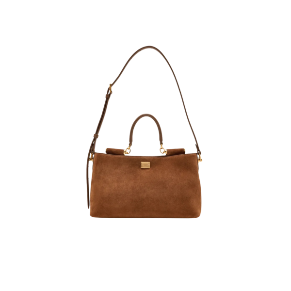 DOLCE & GABBANA Sac à main porté épaule Vittoria en daim marron écureuil