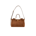 Sac à main porté épaule Vittoria en daim marron écureuil