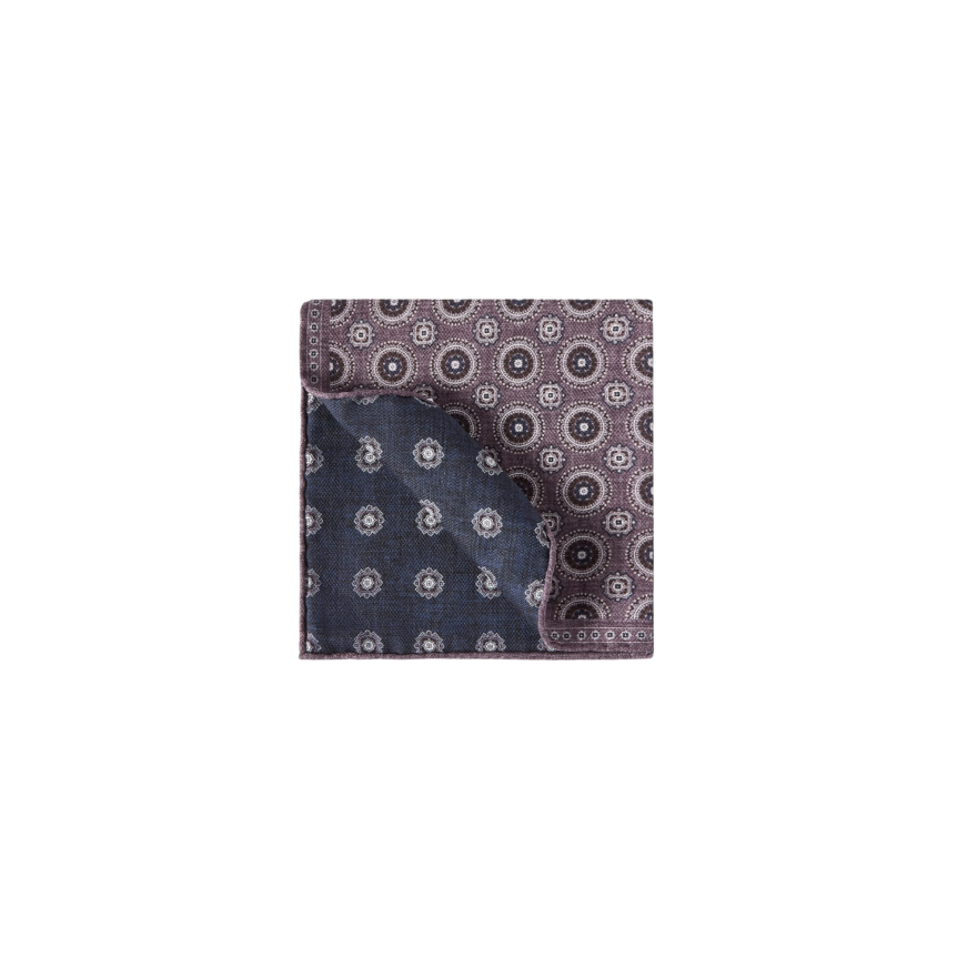 Pochette en soie BRUNELLO CUCINELLI à motif médaillon bleu violet