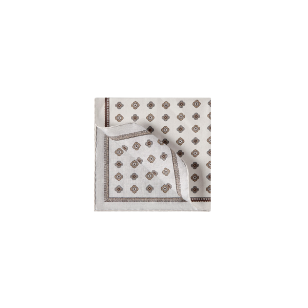 Pochette en soie BRUNELLO CUCINELLI à motif médaillon gris marron