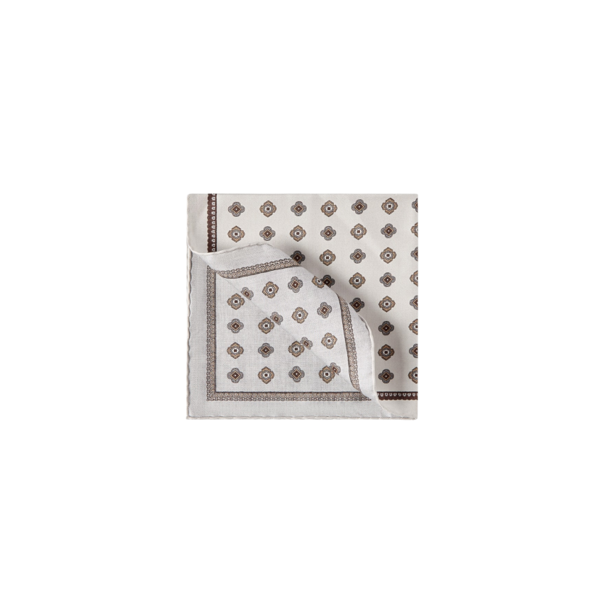 Pochette en soie BRUNELLO CUCINELLI à motif médaillon gris marron
