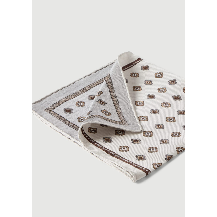 Pochette en soie BRUNELLO CUCINELLI à motif médaillon gris marron