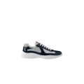 Sneaker America’s Cup en cuir verni bleu et tissu technique argent