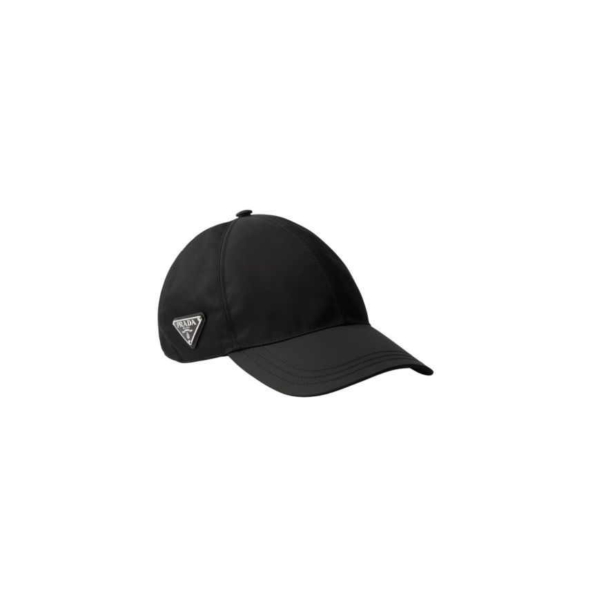 Casquette de baseball PRADA en Re nylon noir logo triangle email