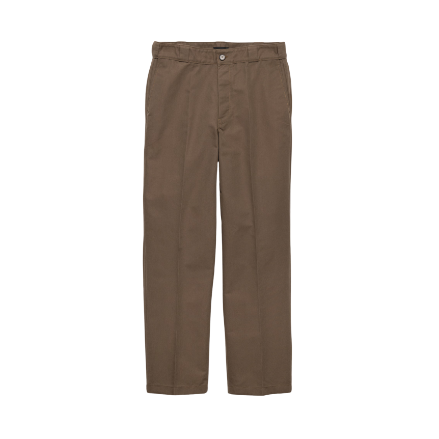 PRADA Pantalon en toile technique Canvas coton mélangé marron