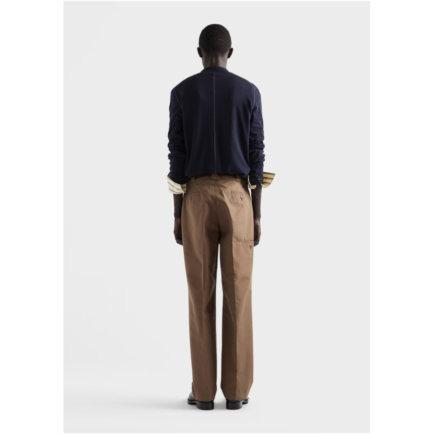 PRADA Pantalon en toile technique Canvas coton mélangé marron