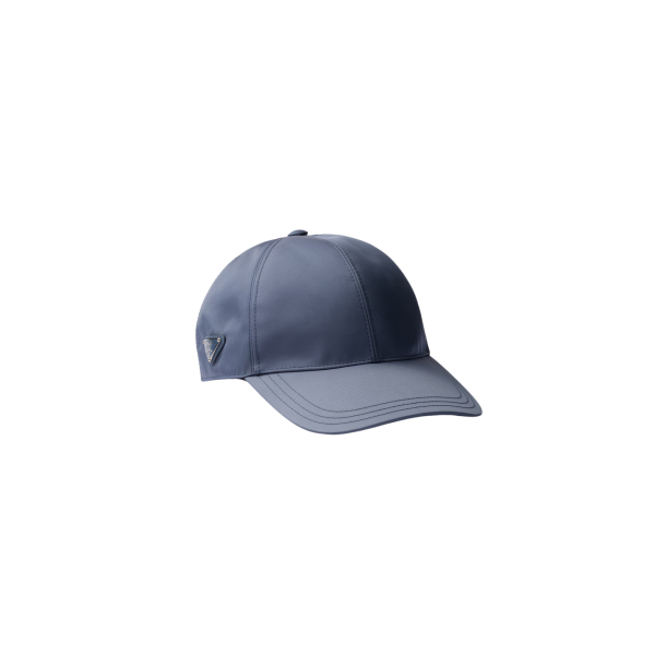 Casquette de baseball PRADA en Re Nylon bleu acier logo triangle métal émail