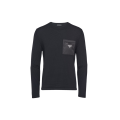 Pull col rond laine poche poitrine Re nylon noir logo triangle métal émail
