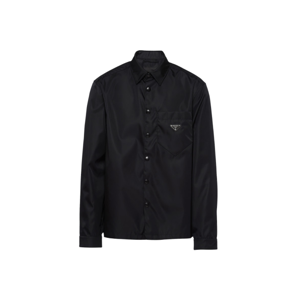 Chemise manche longue à pression PRADA en Re nylon noir poche poitrine