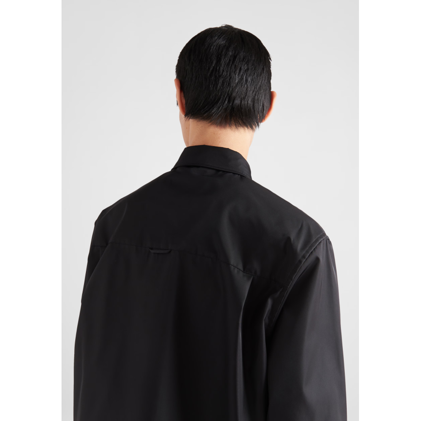 Chemise manche longue à pression PRADA en Re nylon noir poche poitrine