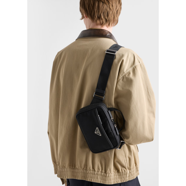 Sac porté épaule PRADA en Re Nylon et cuir Saffiano noir bandoulière