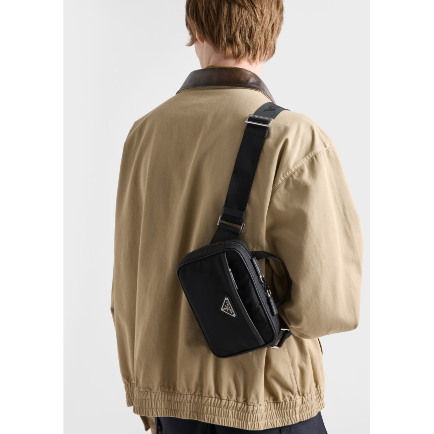 Sac porté épaule PRADA en Re Nylon et cuir Saffiano noir bandoulière