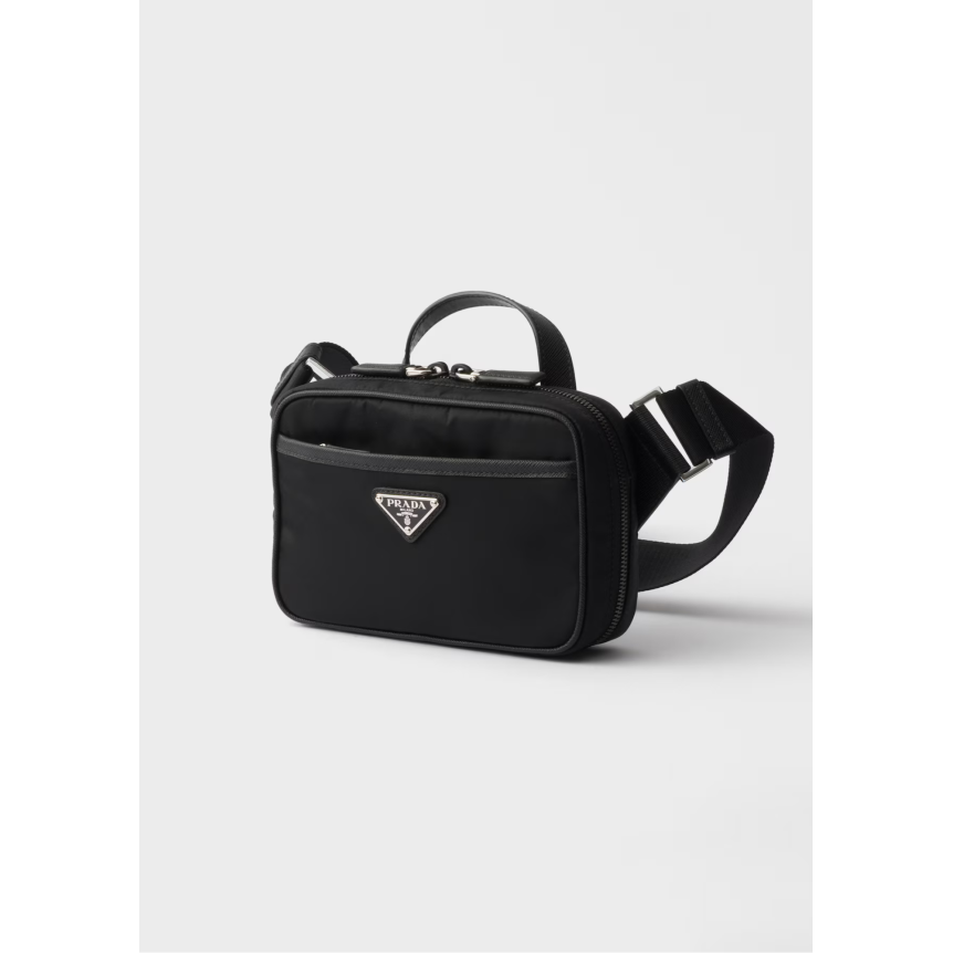 Sac porté épaule PRADA en Re Nylon et cuir Saffiano noir bandoulière