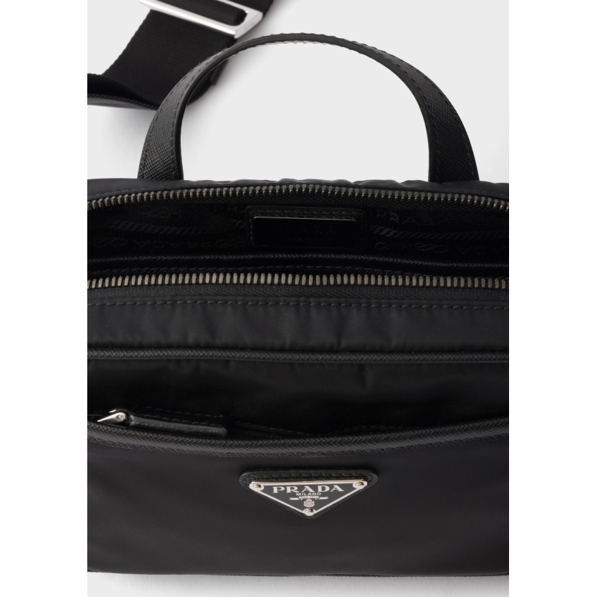 Sac porté épaule PRADA en Re Nylon et cuir Saffiano noir bandoulière