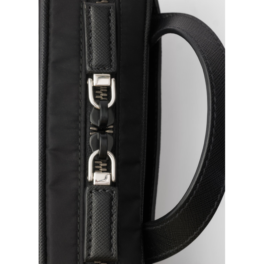 Sac porté épaule PRADA en Re Nylon et cuir Saffiano noir bandoulière