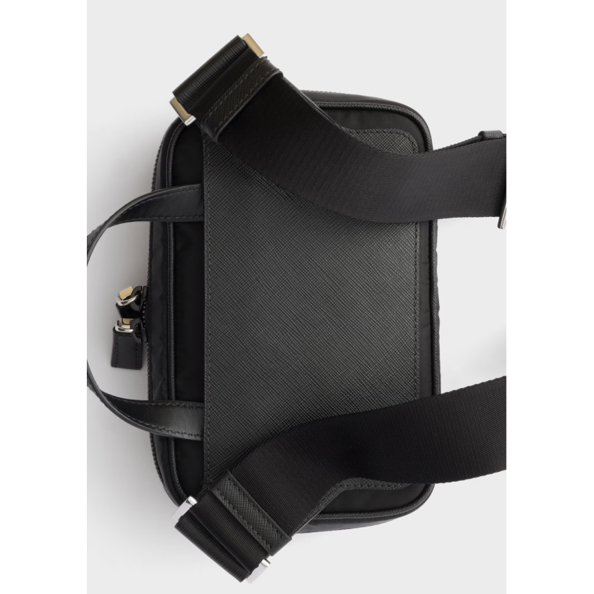 Sac porté épaule PRADA en Re Nylon et cuir Saffiano noir bandoulière