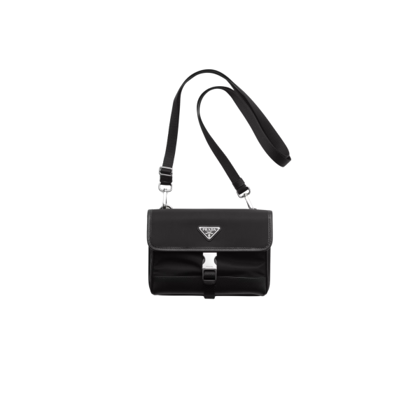 Sac étui smartphone PRADA en Re-Nylon et cuir Saffiano noir bandoulière