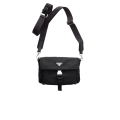 Sac étui pour smartphone en Re Nylon noir bandoulière logo triangle métal émail