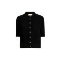 Cardigan à bouton Nora manche courte col rond cachemire noir