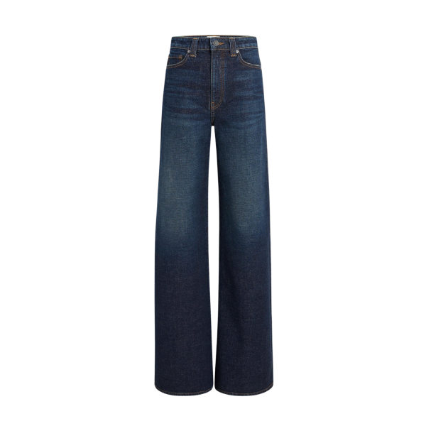 Jean taille haute KHAITE Dane jambe large coton denim bleu brut