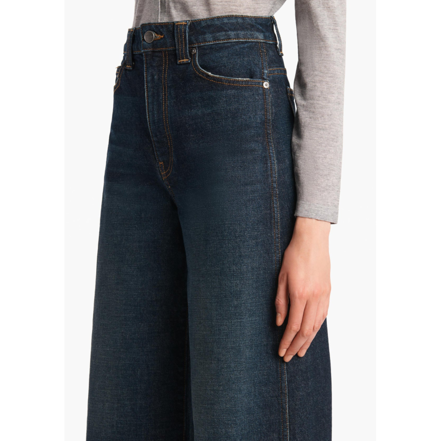 Jean taille haute KHAITE Dane jambe large coton denim bleu brut