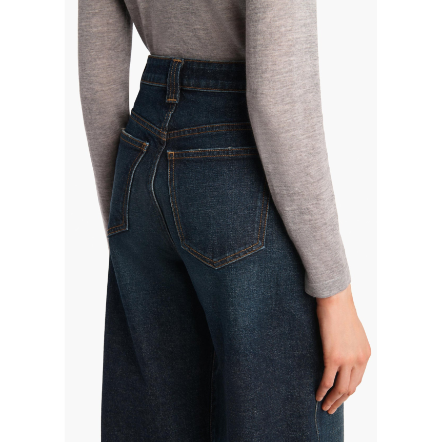 Jean taille haute KHAITE Dane jambe large coton denim bleu brut