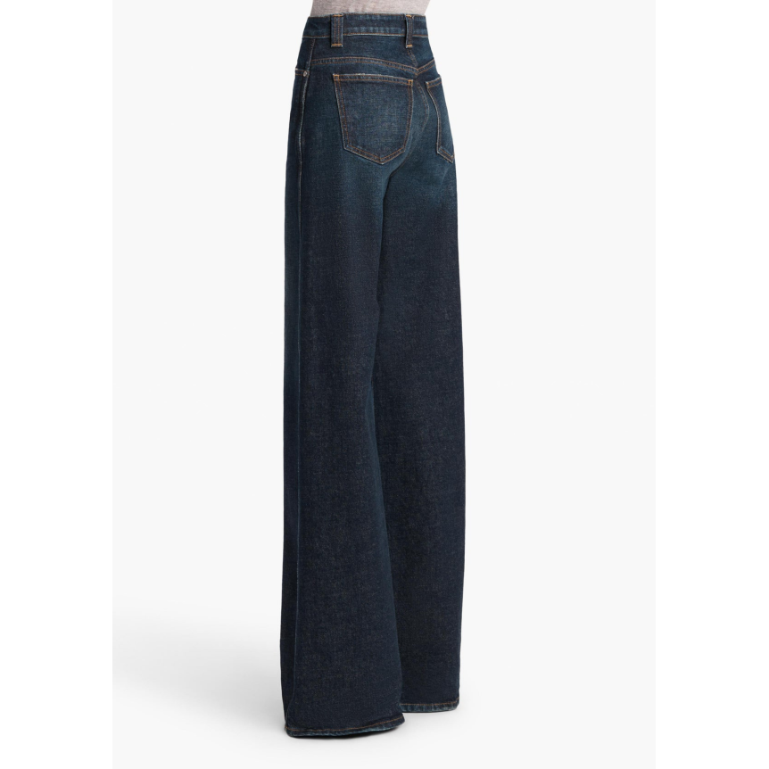 Jean taille haute KHAITE Dane jambe large coton denim bleu brut